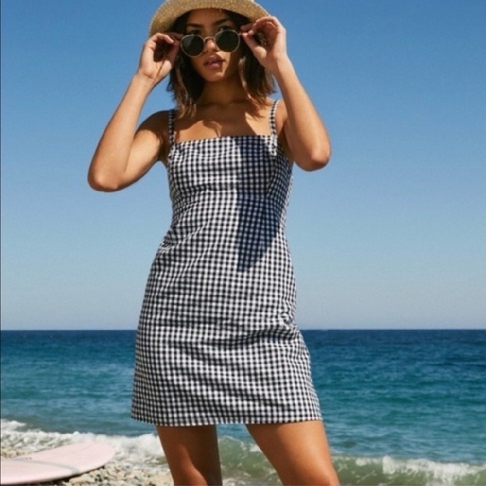 Urban Outfitters Black & White Gingham Mini Dress - Picture 2 of 6